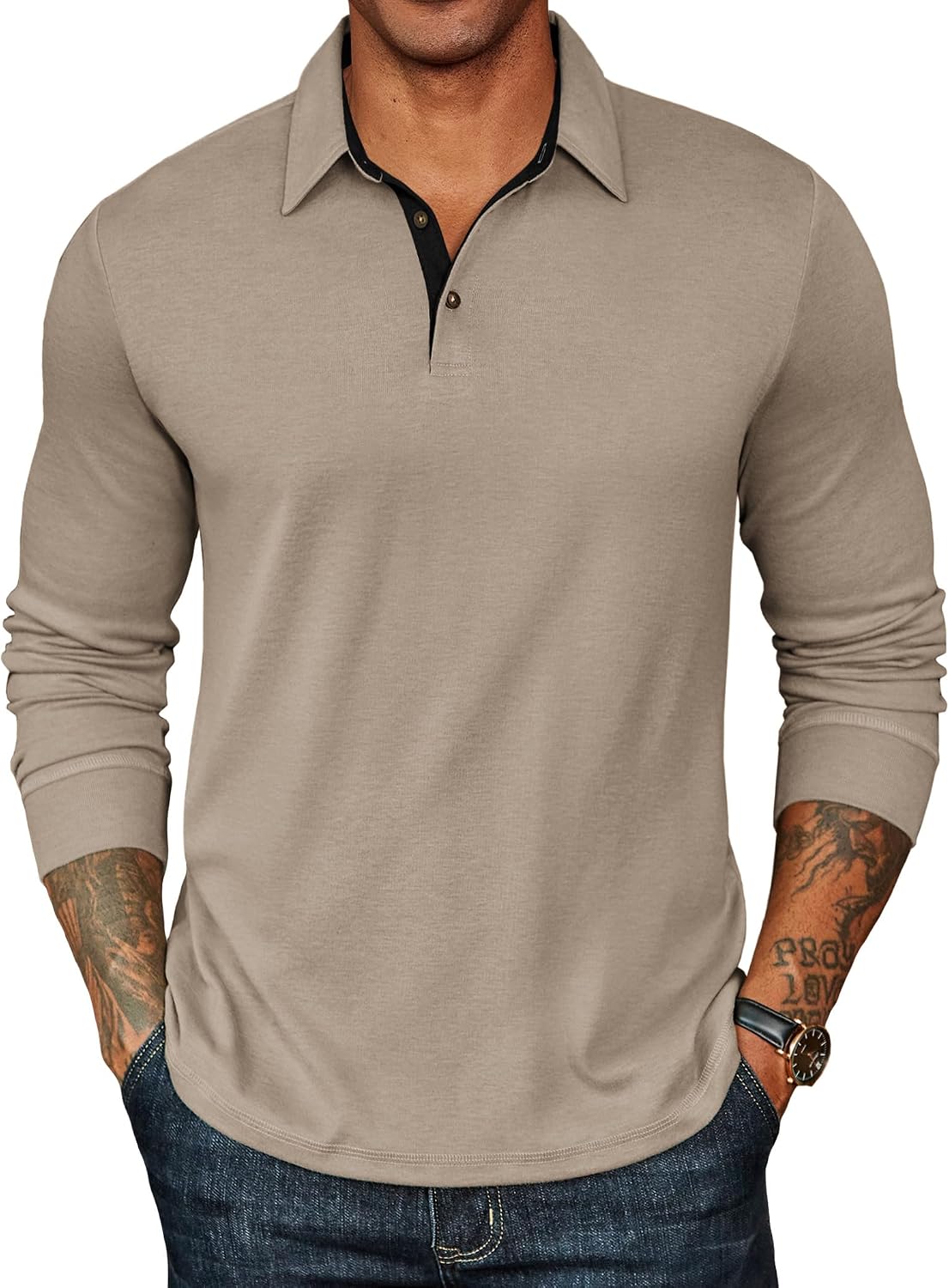 COOFANDY Herre Poloshirt Langærmet Klassisk Ztj010131