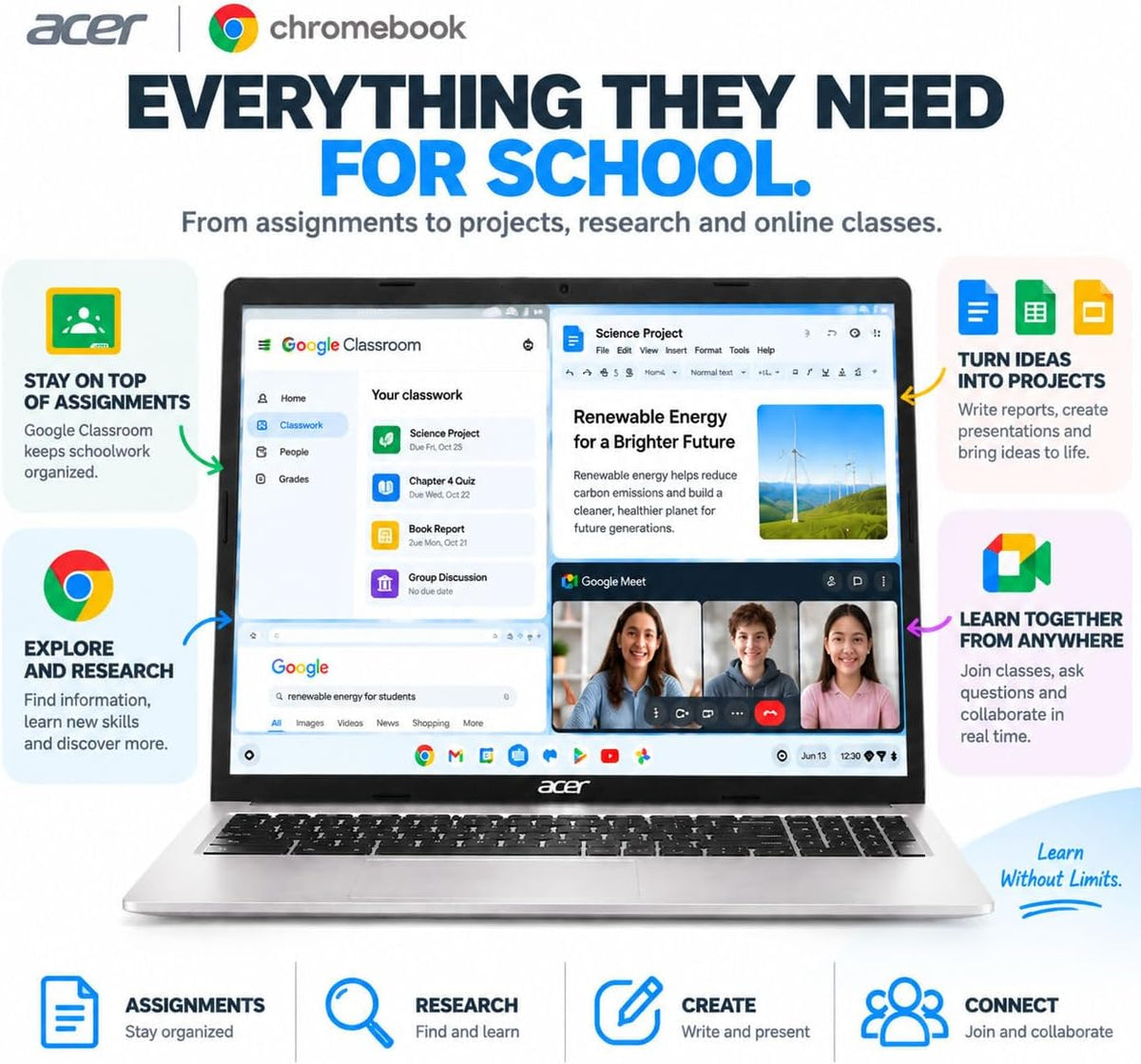 Acer Chromebook 315 15.6" Bærbar Computer Intel Celeron