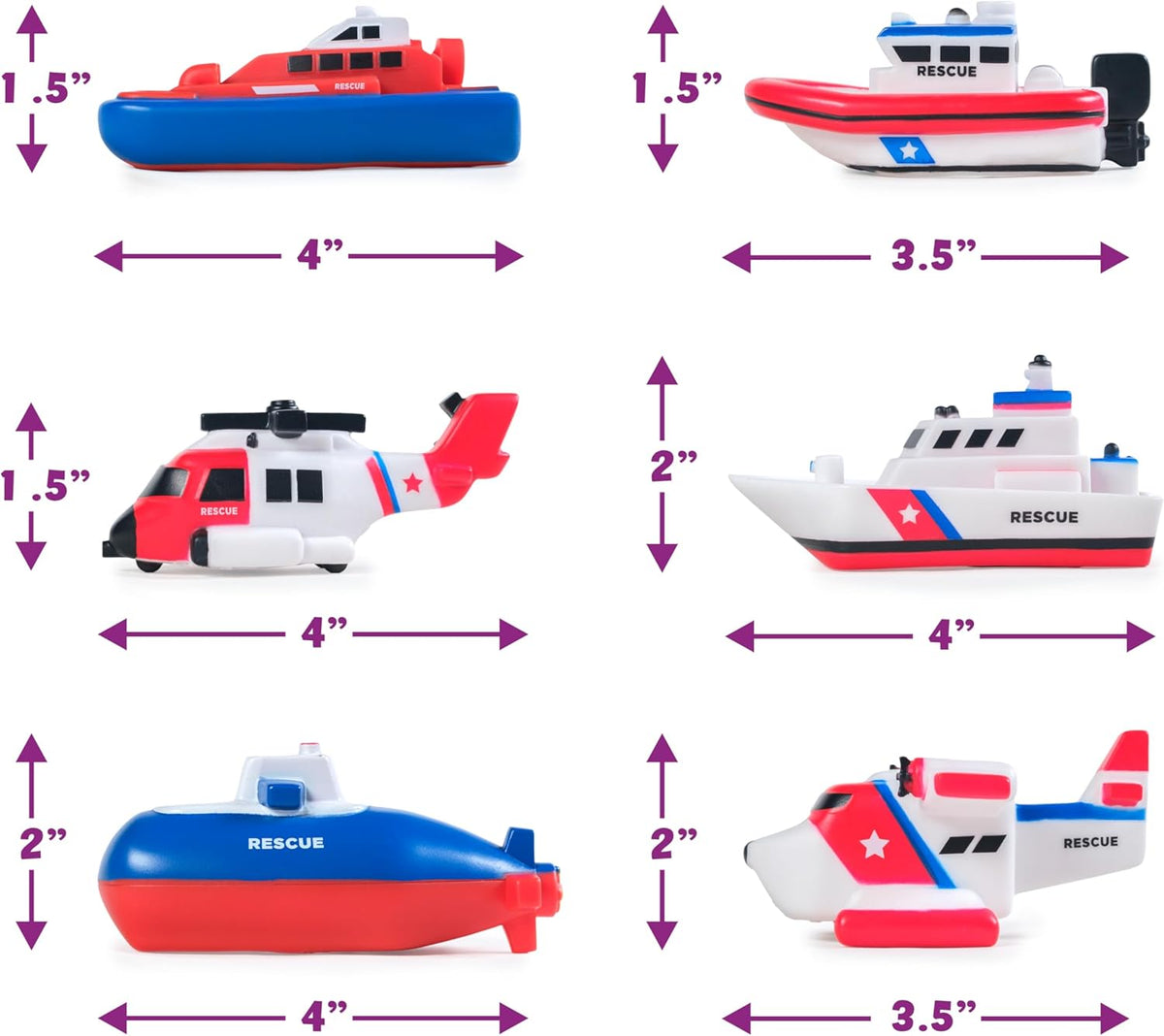 Tub Works Ocean Rescue Badekøretøjer 6-Pakke LGUPBT-OCER