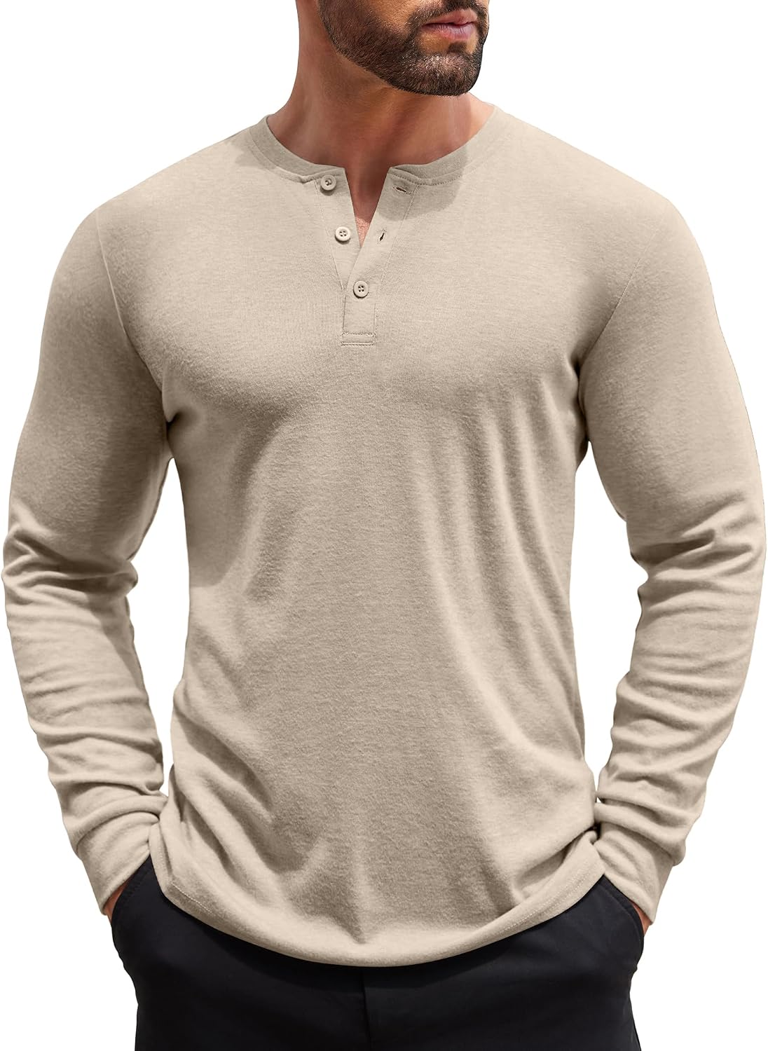 COOFANDY Herre Henley Skjorte Langærmet Ztj009440