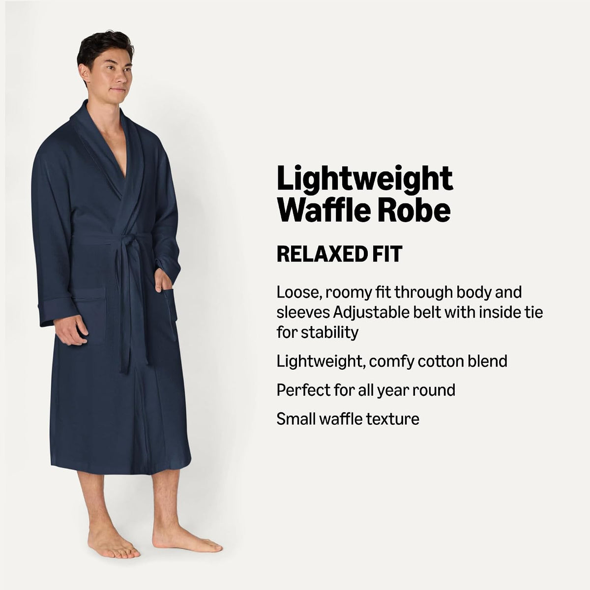 Amazon Essentials Herre Badekåbe Waffle Lightweight AE175486