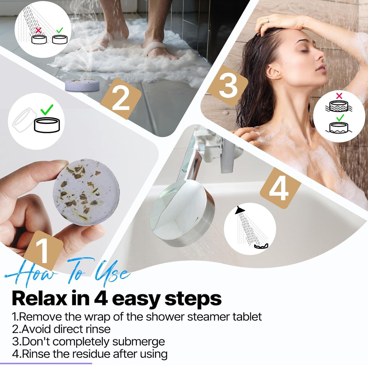 Aromaterapi Shower Steamers til Kvinder 8 Stk