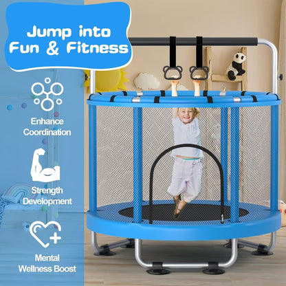 Børnetrampolin 140 cm med Sikkerhedsnet og Gymnastikbar