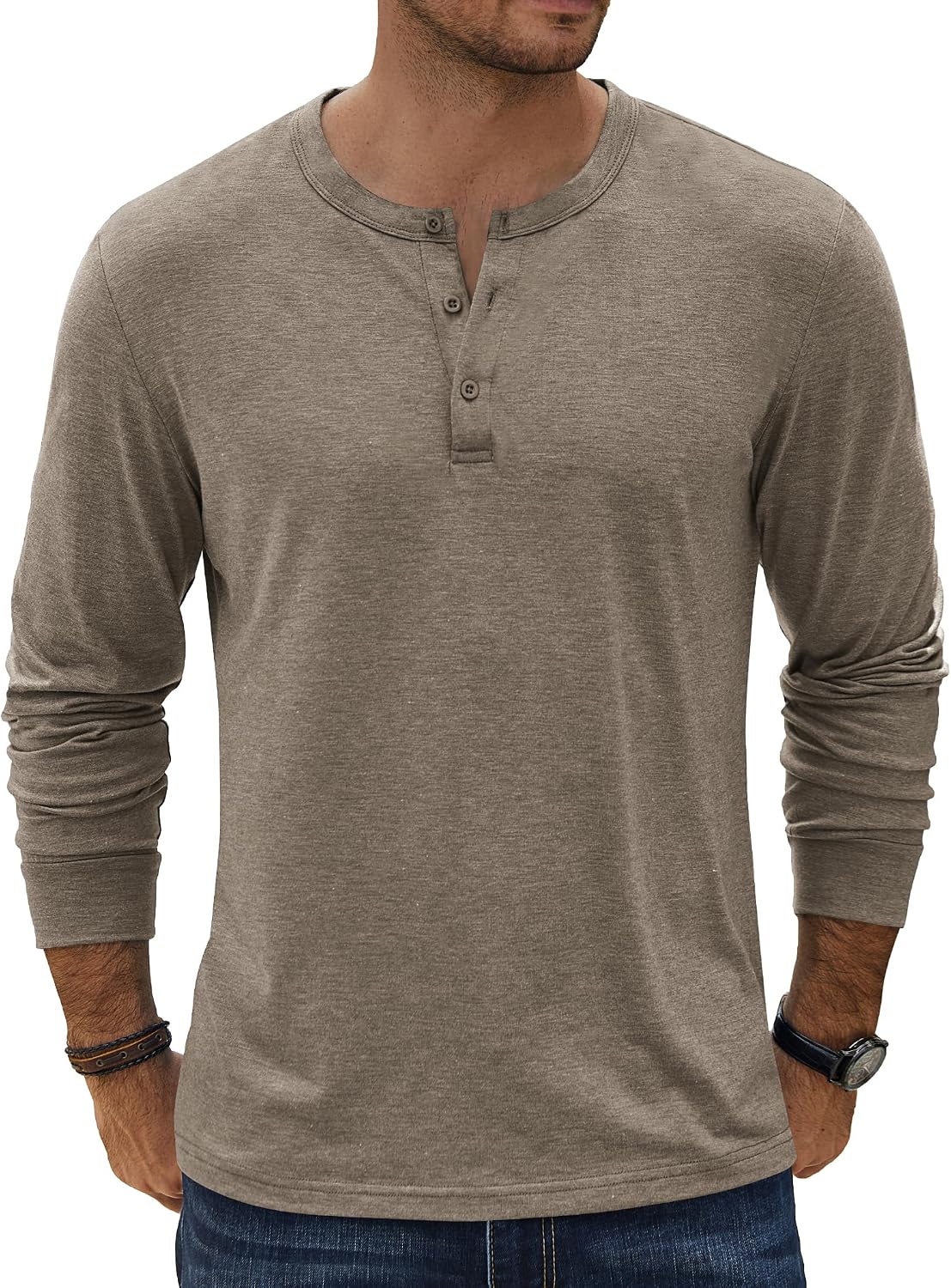 COOFANDY Herre T-shirt Henley Langærmet Ztj009590