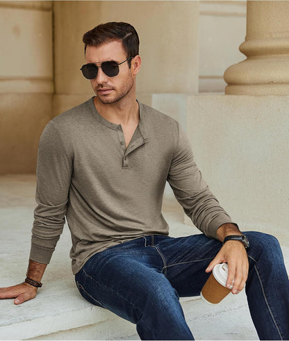 COOFANDY Herre T-shirt Henley Langærmet Ztj009590