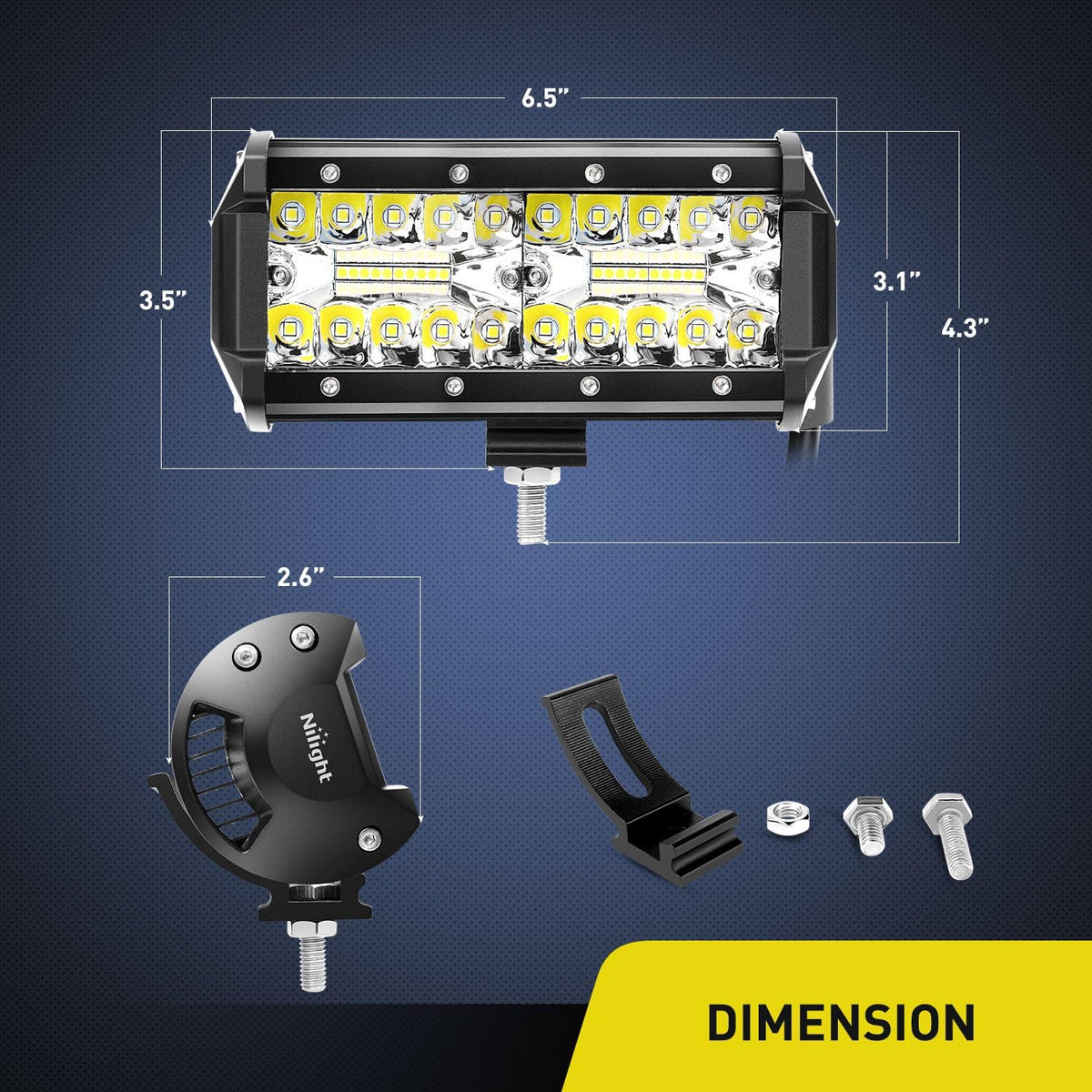 Nilight LED Arbejdslygter 16.5 cm 2 Stk. 120W ZH303