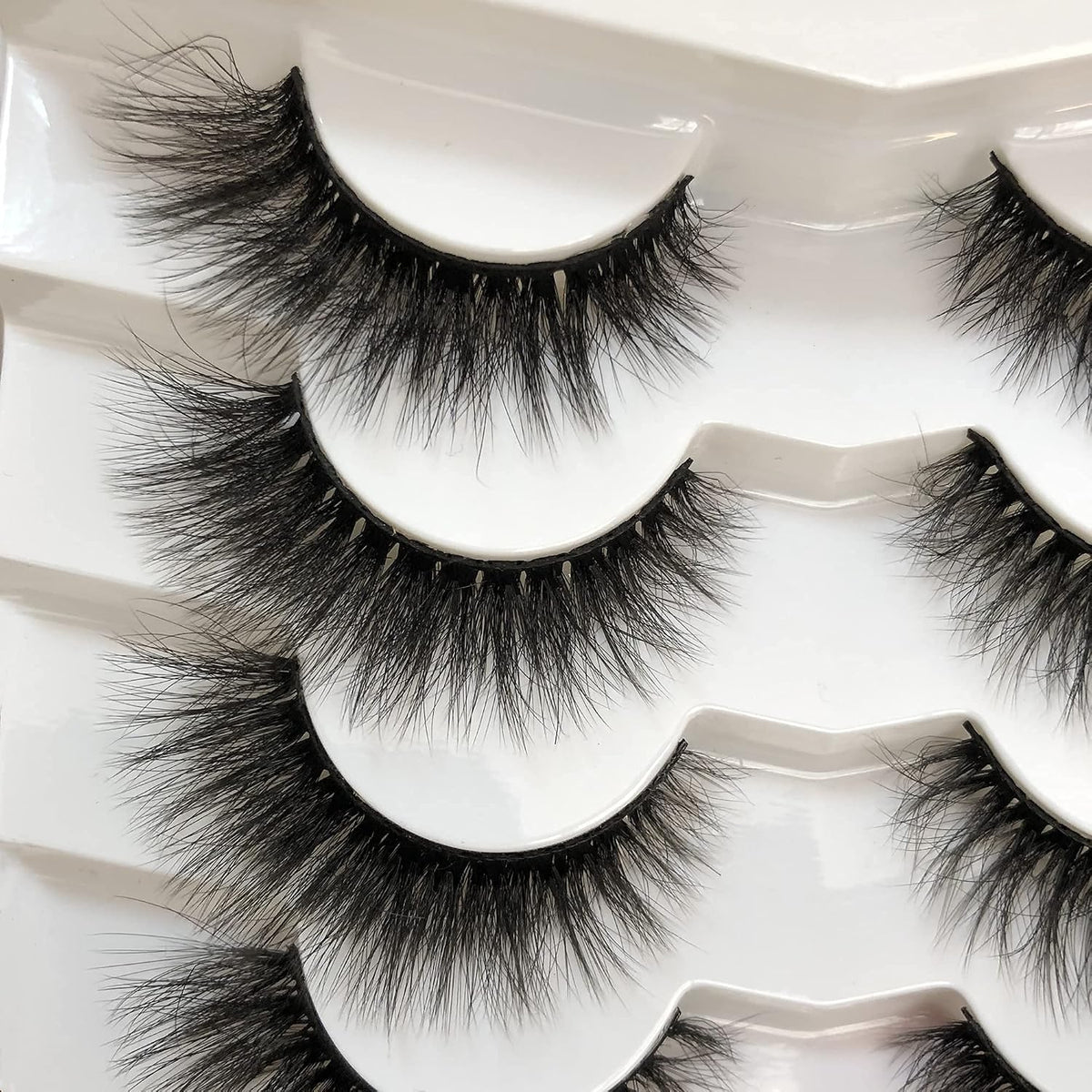 Pooplunch Wispy Faux Mink Kunstige Øjenvipper til Kvinder 7 Par