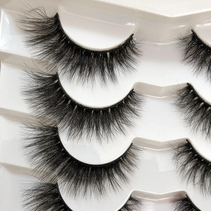 Pooplunch Wispy Faux Mink Kunstige Øjenvipper til Kvinder 7 Par