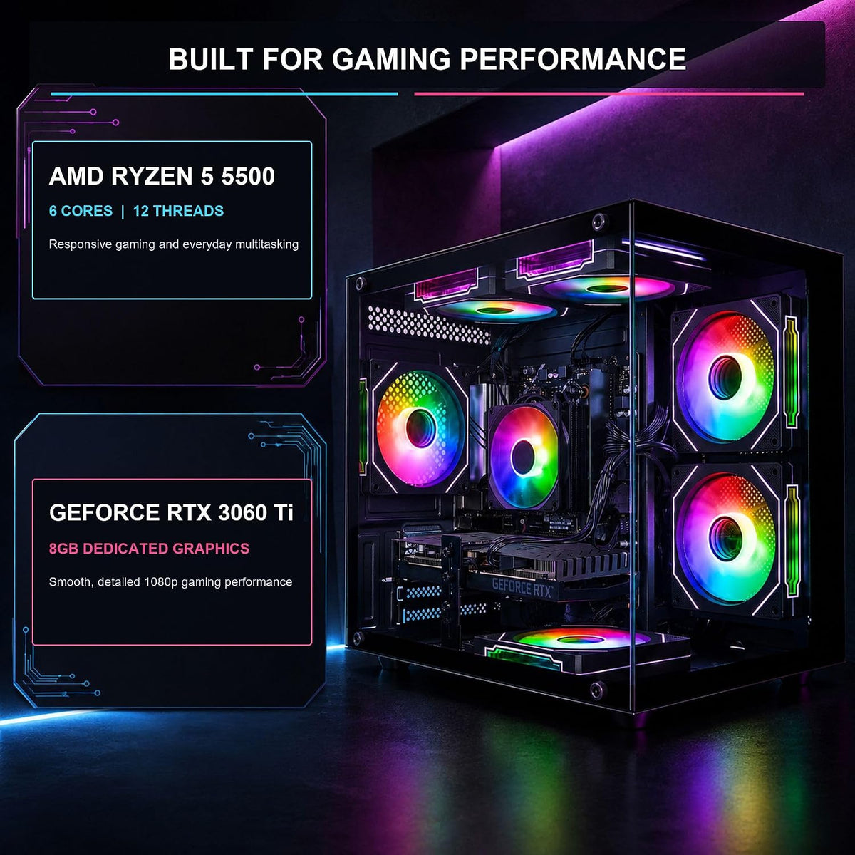 Gaming PC AMD Ryzen 5 5500 RTX 3060 Ti