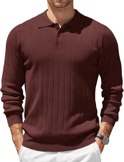 COOFANDY Herre Poloshirt Strik Langærmet Ztj009471