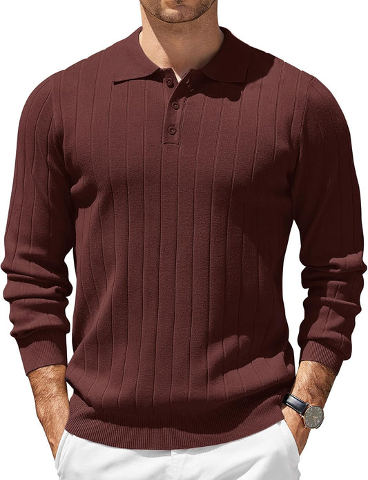 COOFANDY Herre Poloshirt Strik Langærmet Ztj009471