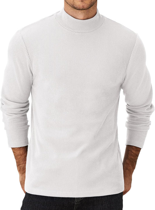 COOFANDY Herre Striktrøje Mock Neck Ribbed Knit