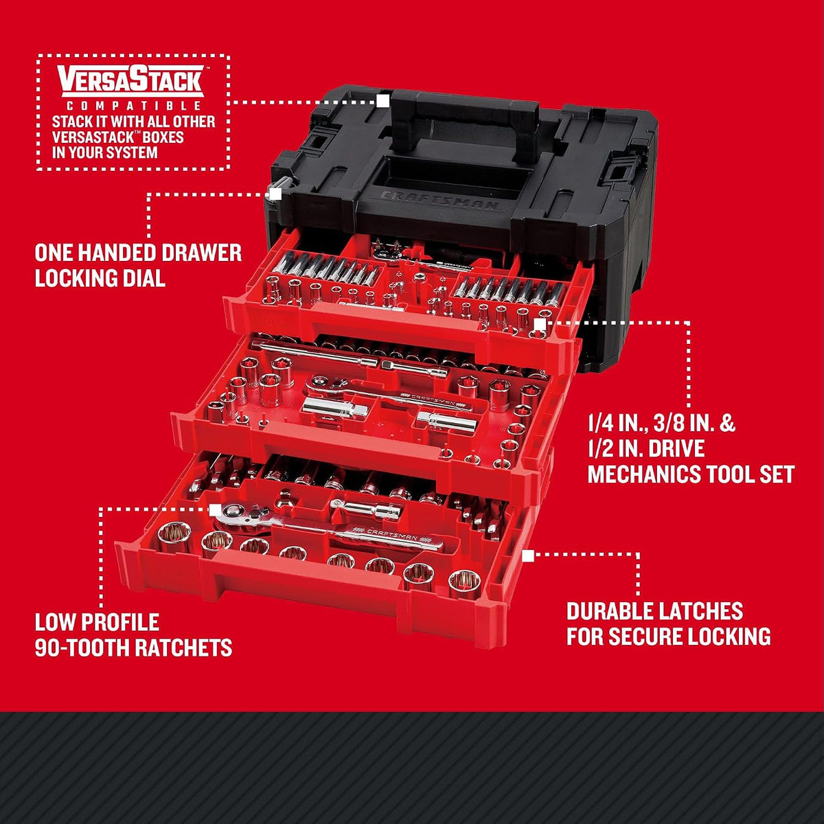 CRAFTSMAN VERSASTACK Mekanikersæt 262 Dele CMMT45309