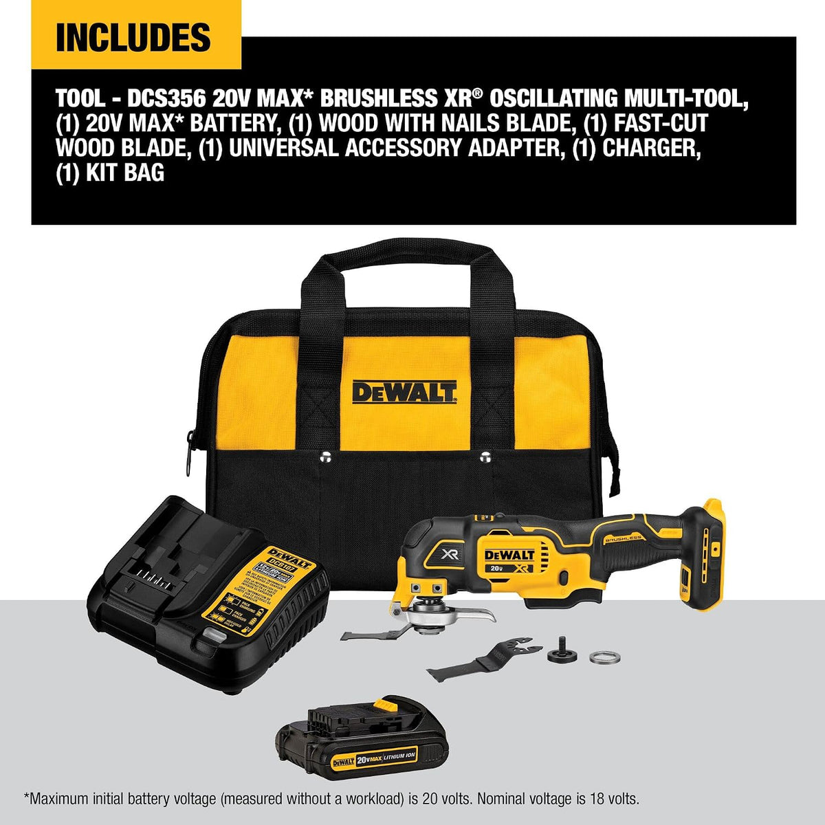 DEWALT Multiværktøj Kulfri 3 Hastigheder 20V MAX XR DCS356C1