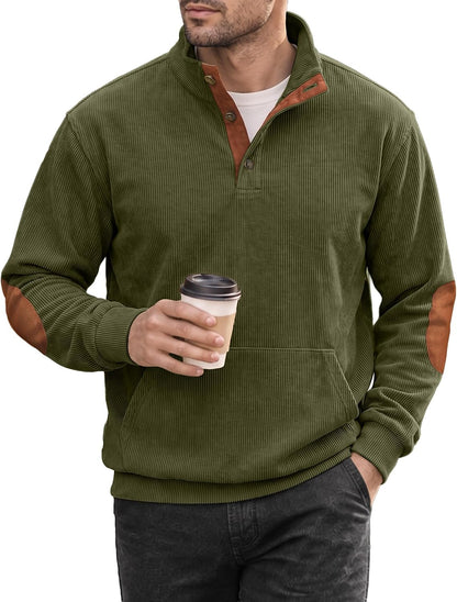 JMIERR Herre Sweatshirt Fløjl Quarter Button Pullover