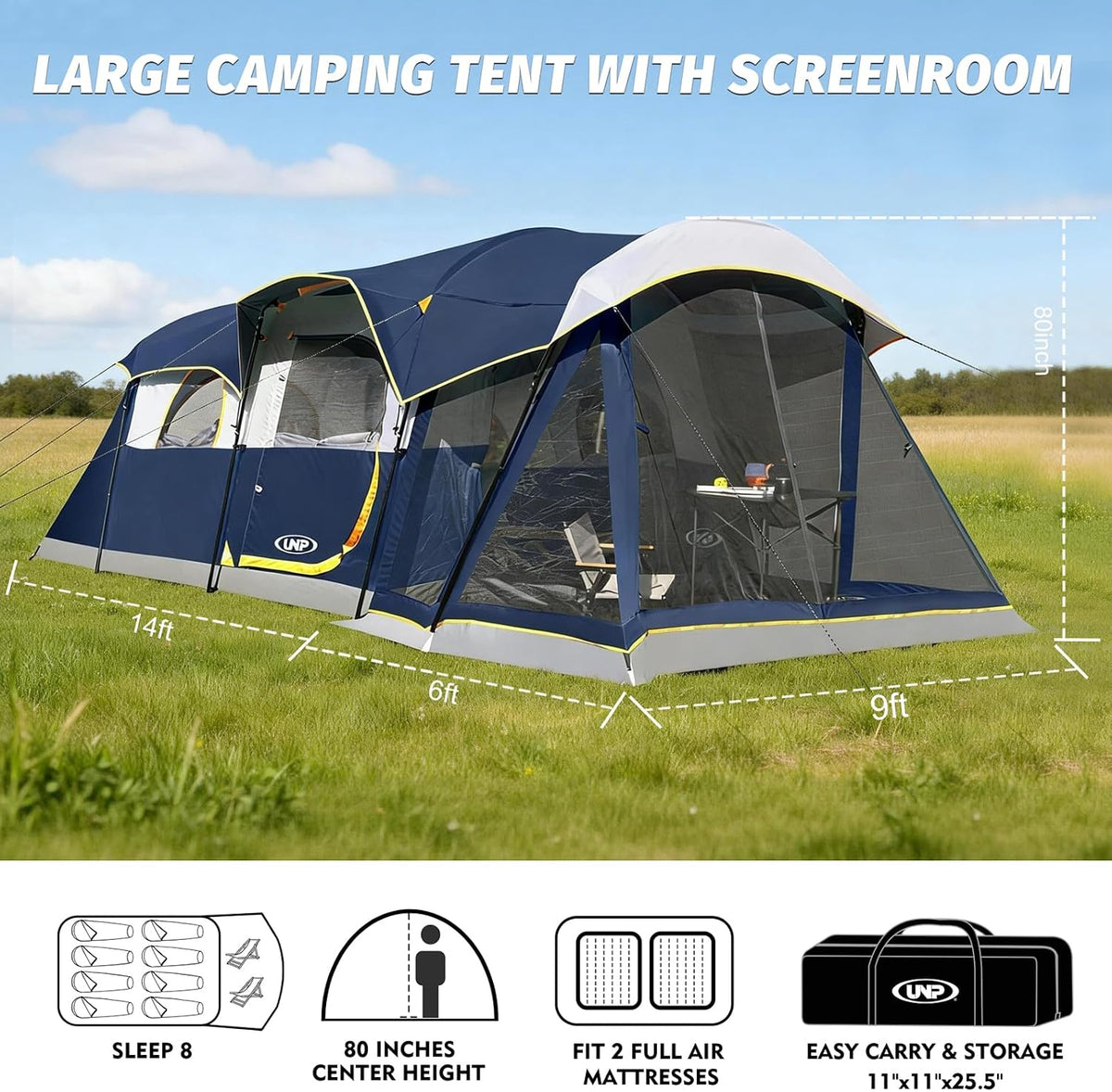 UNP Camping Telt 8 Personer UNP-209080