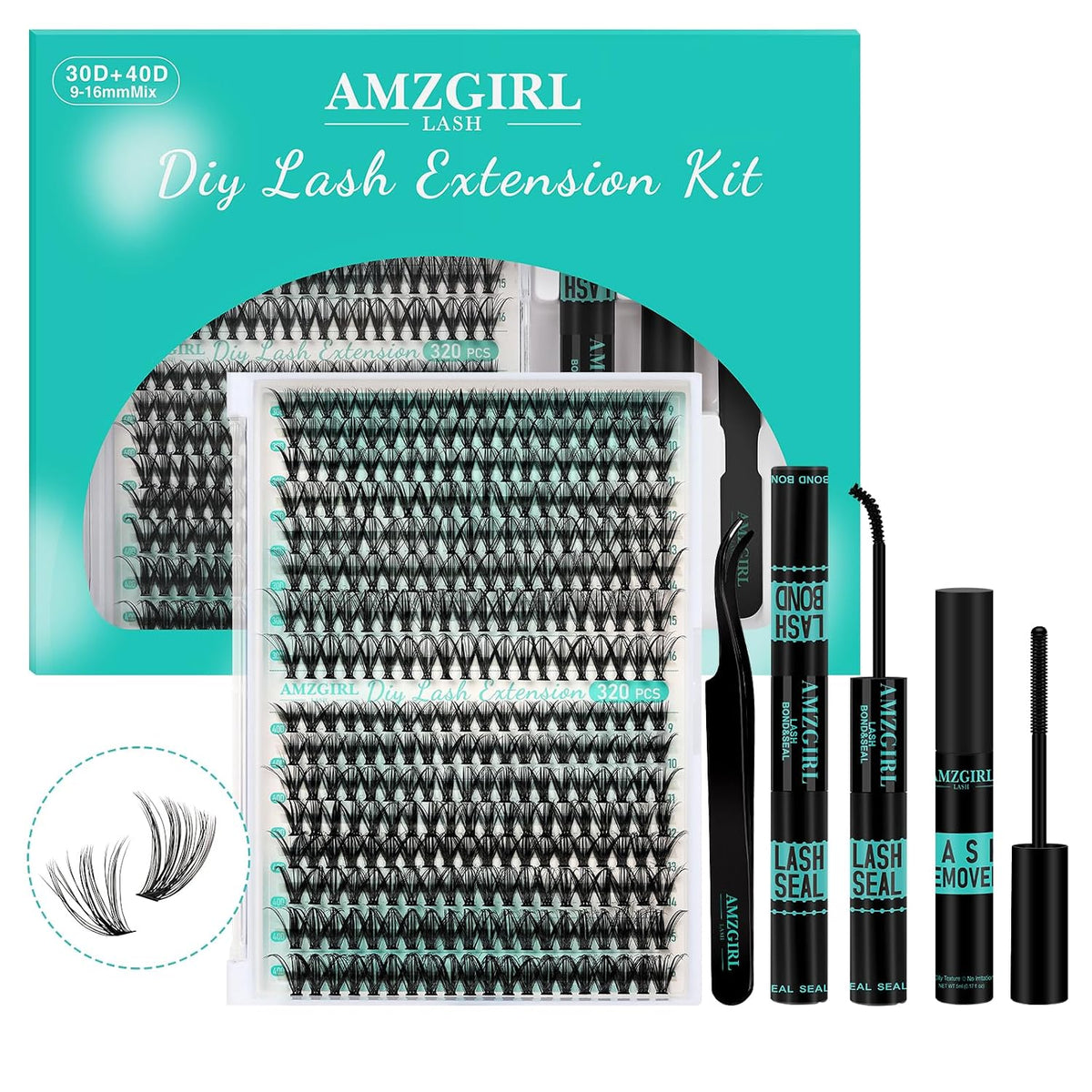 AMZGIRL Lash Clusters Kit Kunstige Øjenvipper til Kvinder