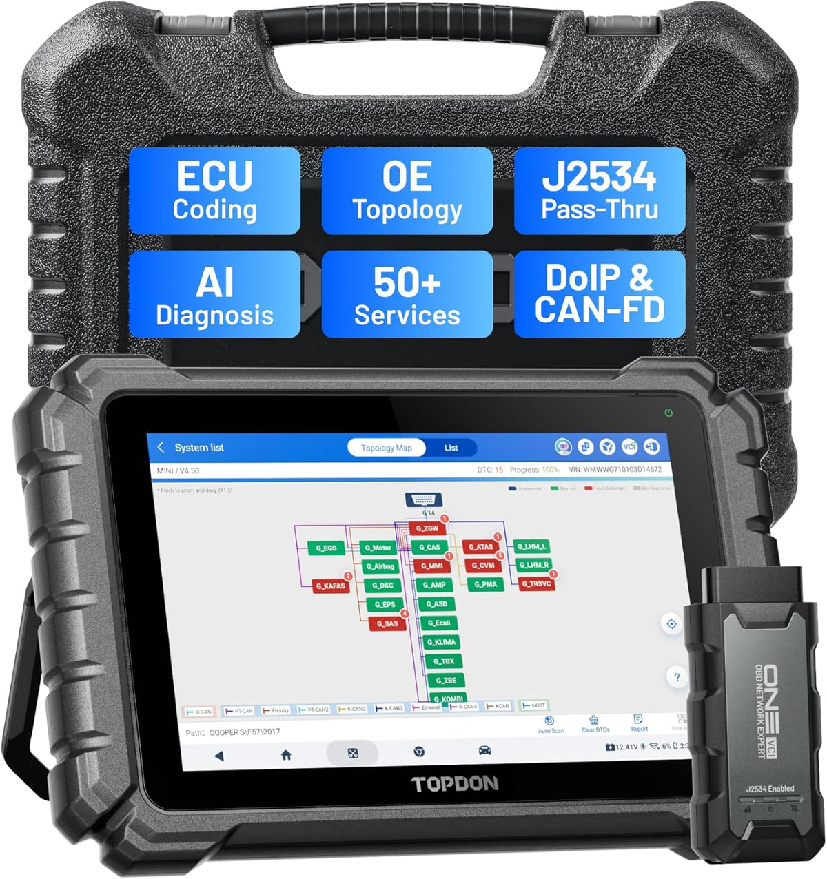 TOPDON ONE OBD2 Fejlkodelæser Scanner Værktøj 10.1"
