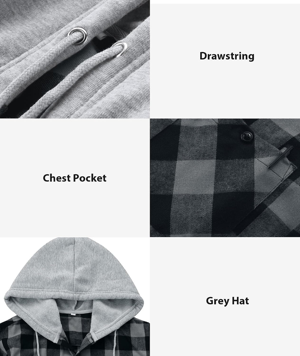 ZITY Herre Skjorte Flannel Hoodie Langærmet 3-Pak
