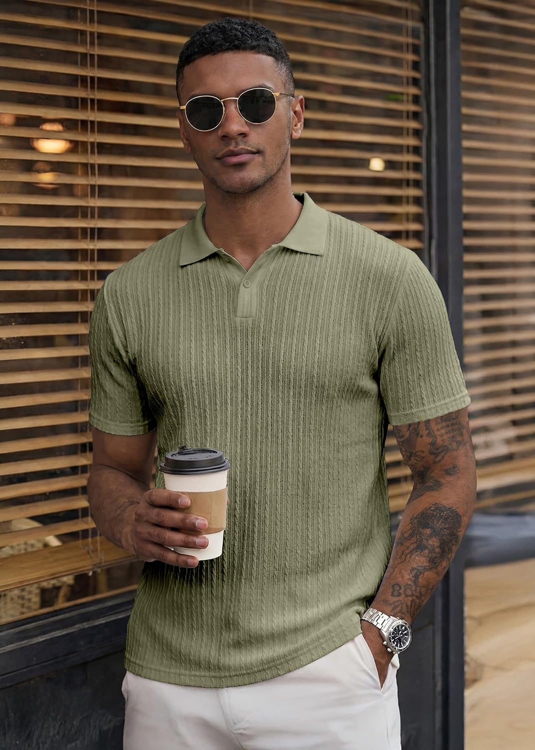 Herre Poloshirt Kortærmet Tekstureret Casual