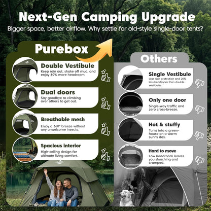 Purebox Camping Telt 4 Personer QBT00082US