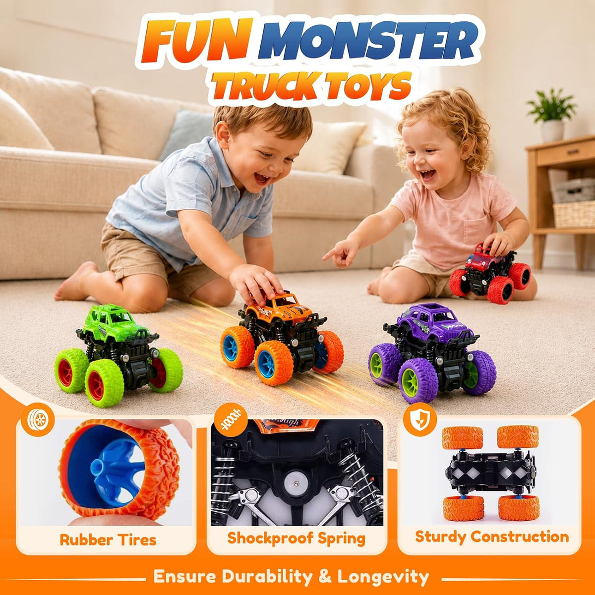 ANAOER Monster Trucks Legetøjssæt 4 Stk.
