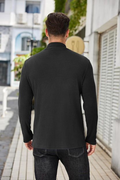 COOFANDY Herre Striktrøje Mock Neck Ribstrikket Pullover