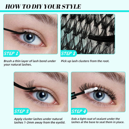 AMZGIRL Lash Clusters Kit Kunstige Øjenvipper til Kvinder