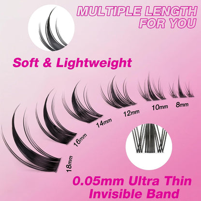 VEYESBEAUTY Manga Lash Clusters Kit Kunstige Øjenvipper til Kvinder
