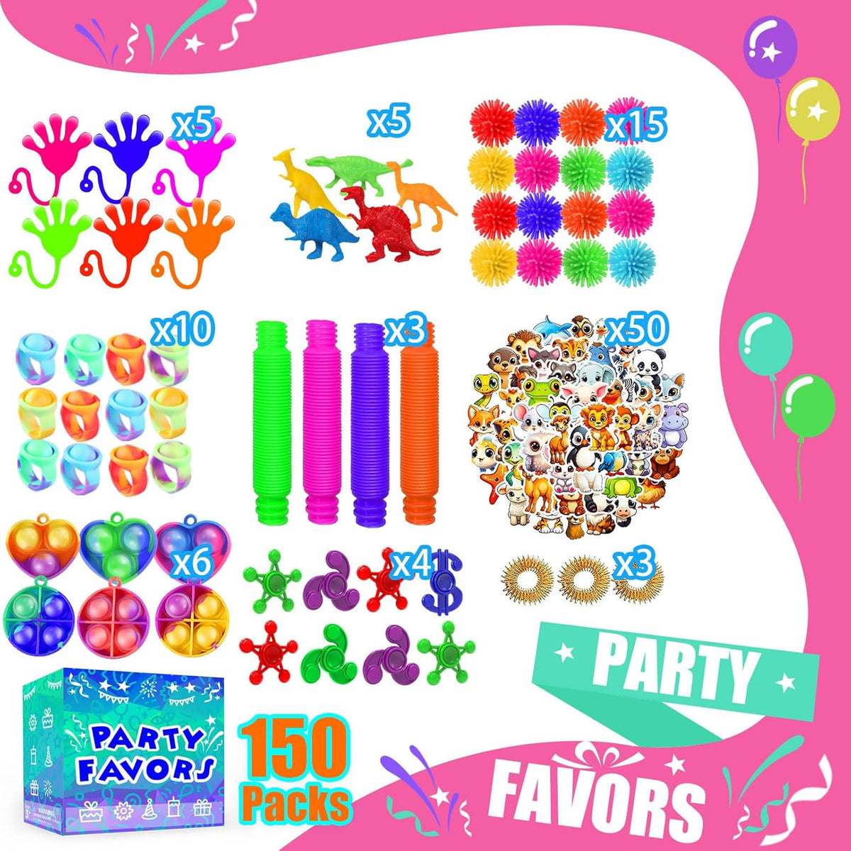 PHIMOTA Fidget Legetøjssæt 150-Pakke Party Favors