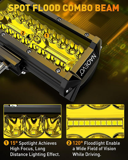 NAOEVO Gul LED Light Bar 17.8 cm 2 Stk. 240W