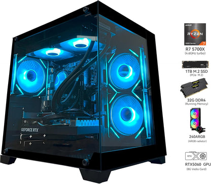 YAWYORE Ryzen 7 5700X RTX 5060 Gaming PC MX570