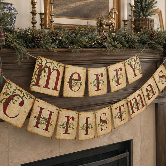 ORIENTAL CHERRY Vintage Merry Christmas Banner MM017