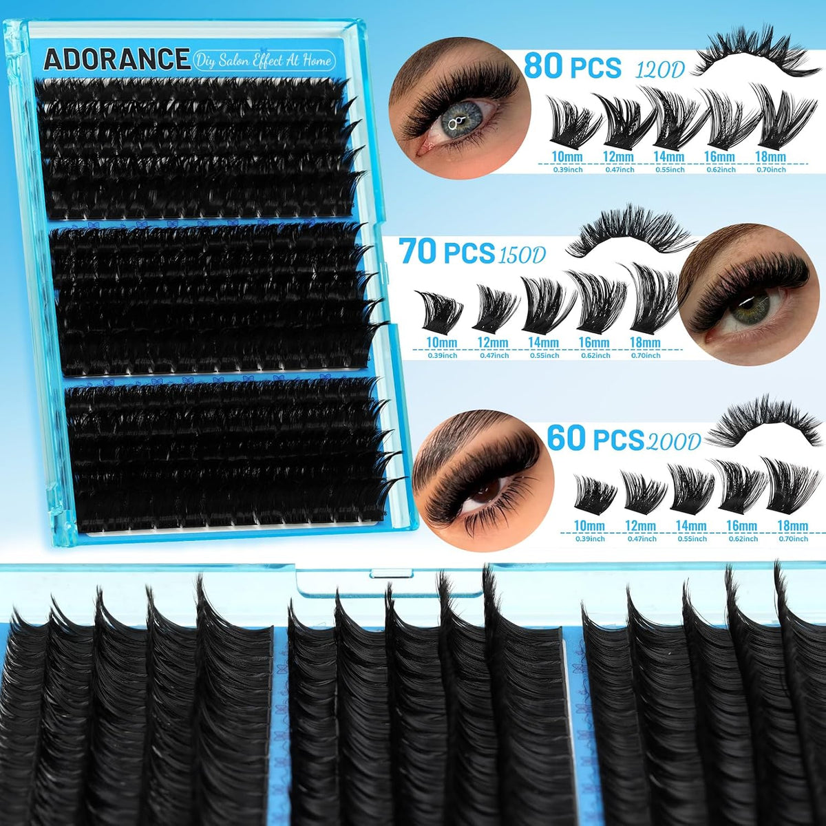 ADORANCE Lash Clusters DIY Kunstige Øjenvipper til Kvinder 370 Stk