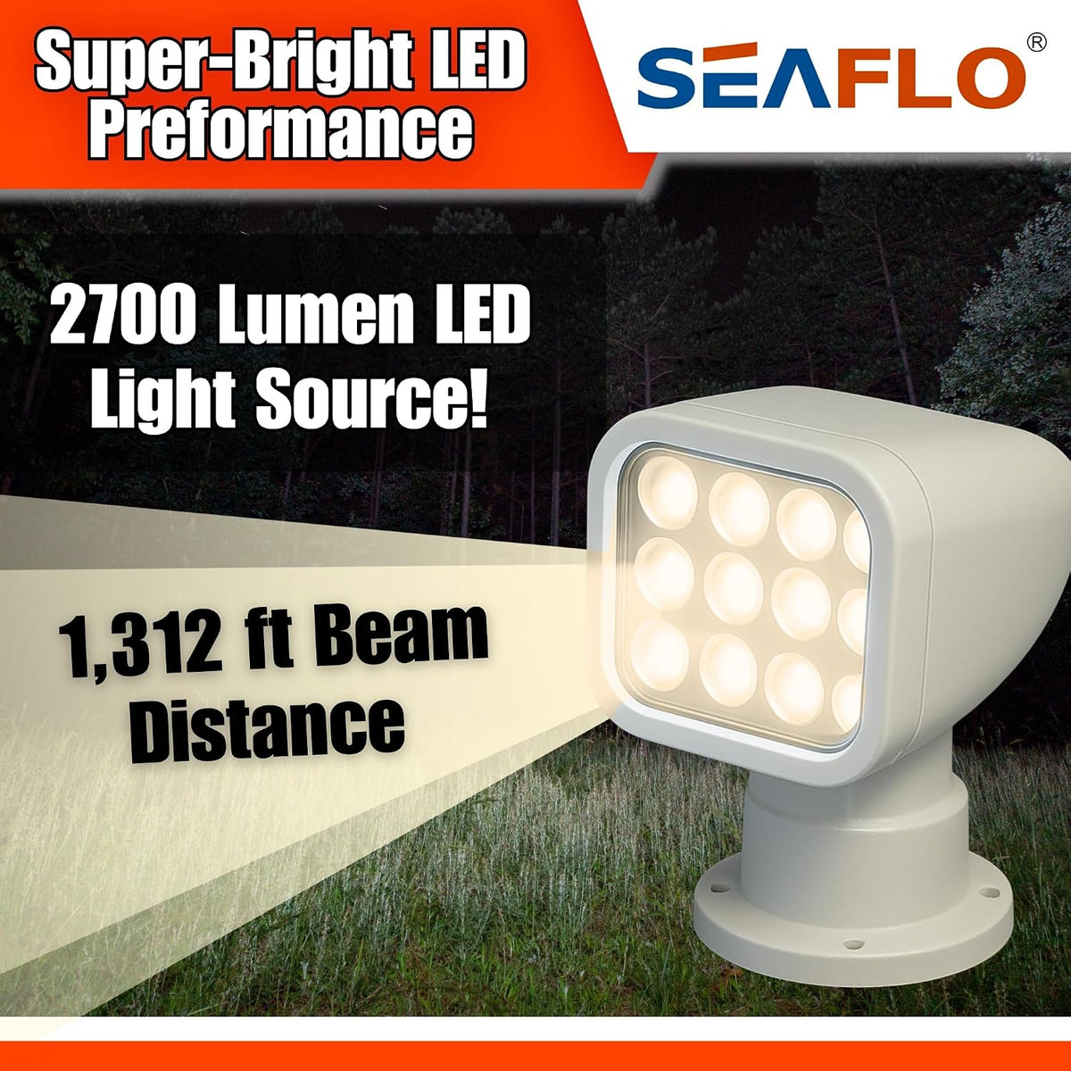 SEAFLO 360° LED Bådprojektør 10-30V SFSL-2700Y-02W