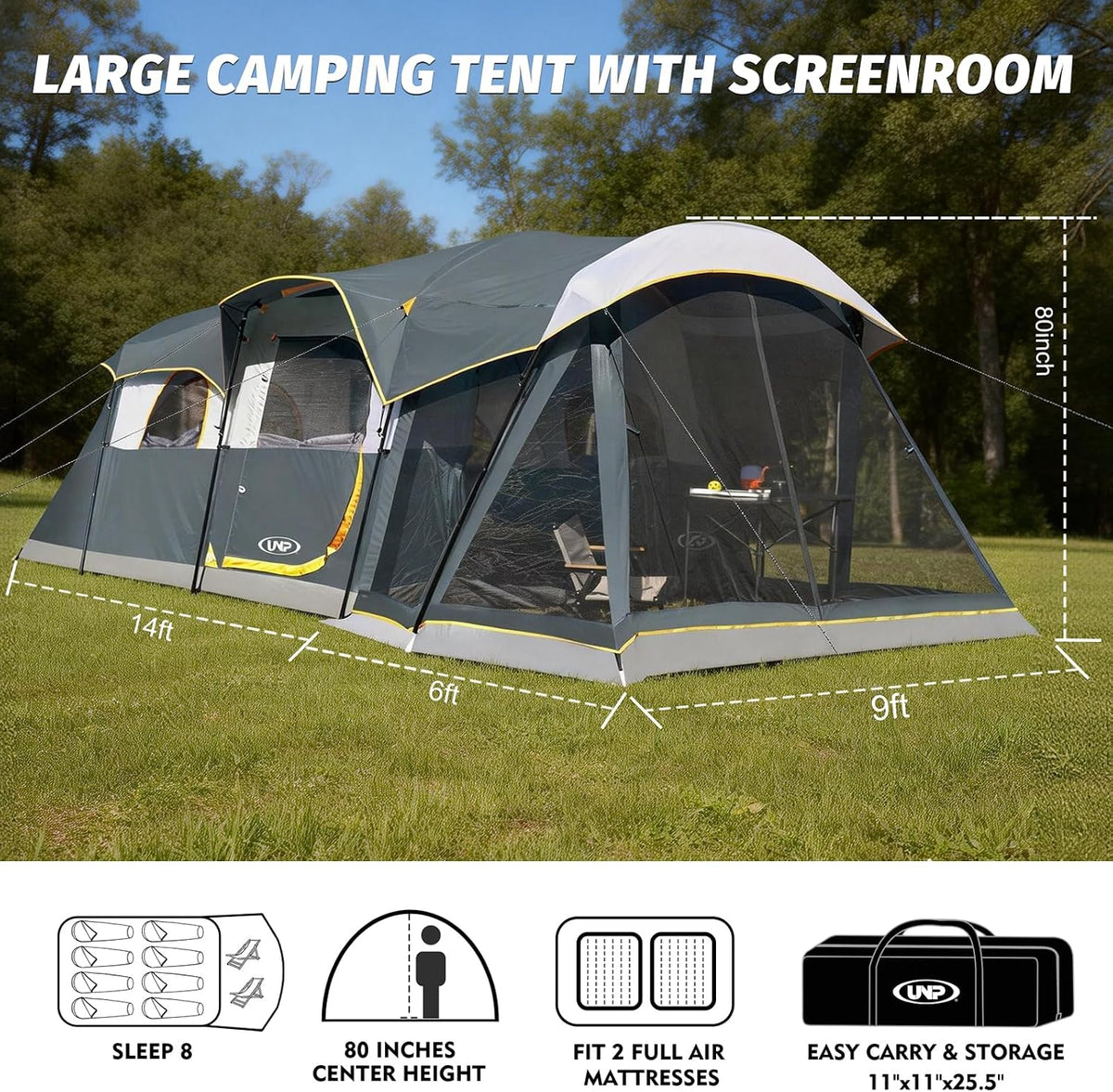 UNP Camping Telt 8 Personer UNP-209080