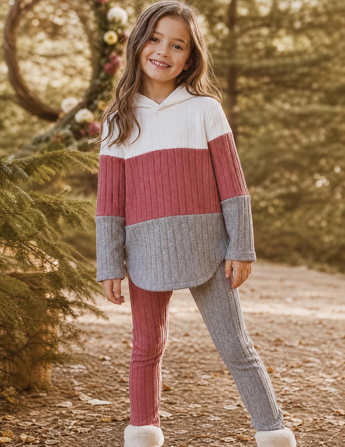 Pige Tøjsæt Hættetrøje Sweatshirt Leggings Efterår Vinter