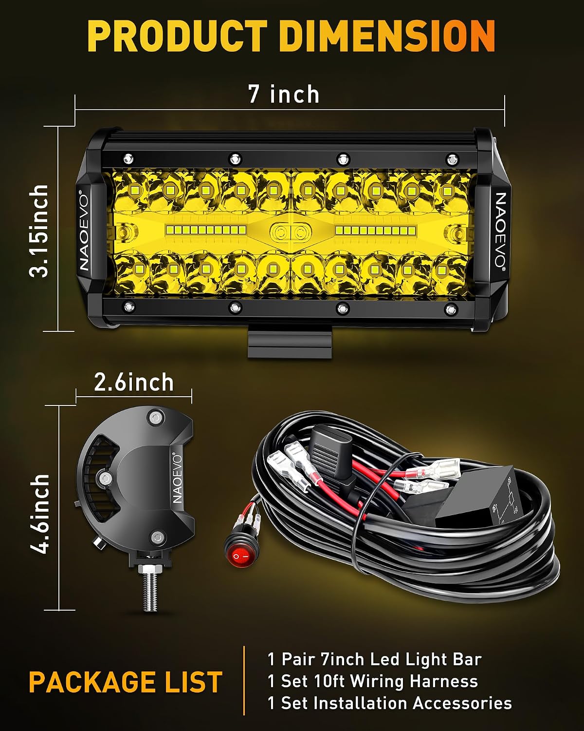 NAOEVO LED Light Bar 17.8 cm 2 Stk. 240W