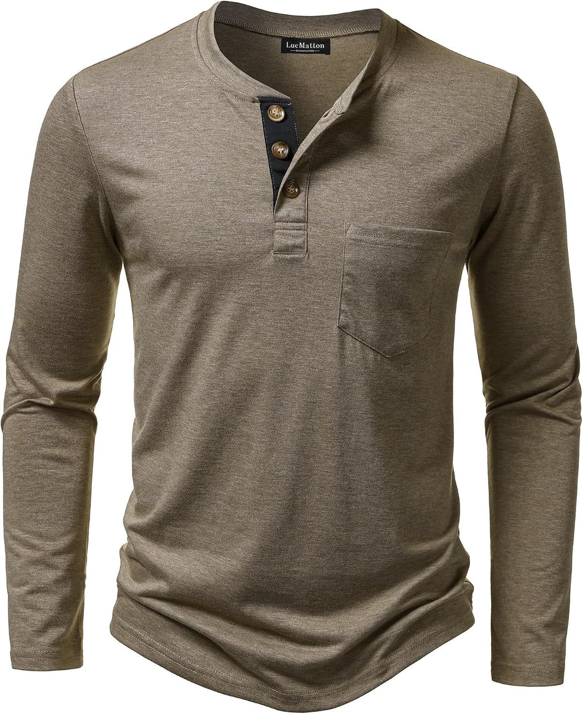 LucMatton Herre T-shirt Henley Slim Fit Langærmet Lucw210916