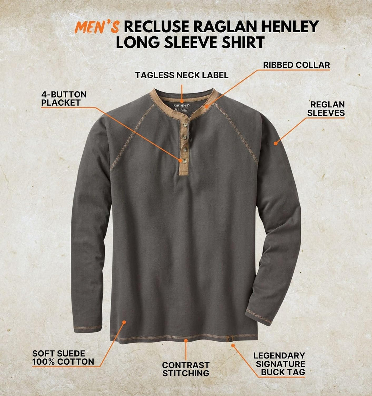 Legendary Whitetails Herre Henley Langærmet 6288