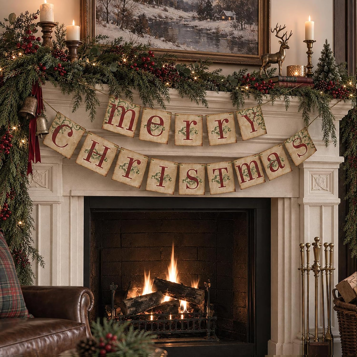 ORIENTAL CHERRY Vintage Merry Christmas Banner MM017