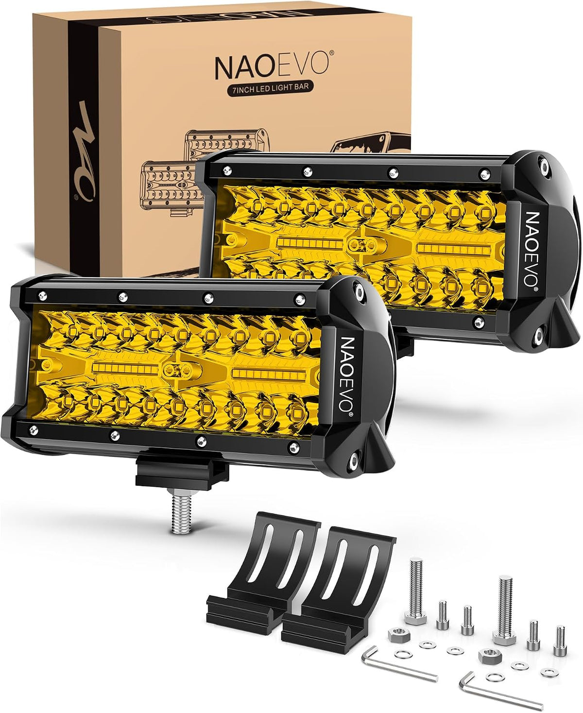NAOEVO Gul LED Light Bar 17.8 cm 2 Stk. 240W
