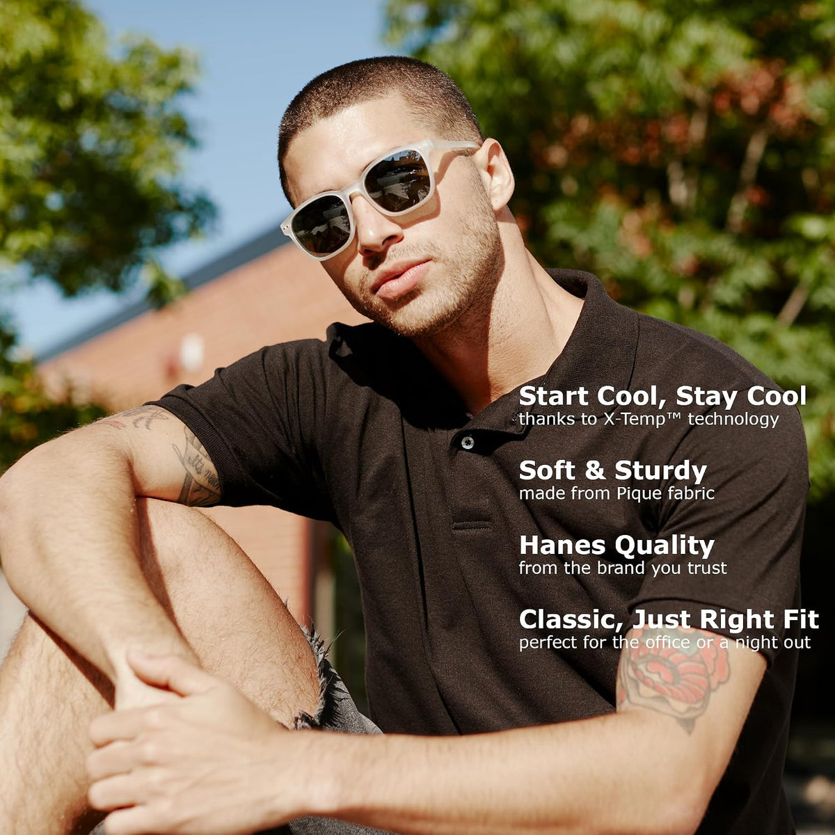 Hanes Herre Poloshirt Kortærmet X-Temp O055P