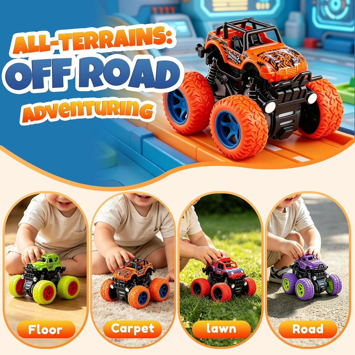 ANAOER Monster Trucks Legetøjssæt 4 Stk.