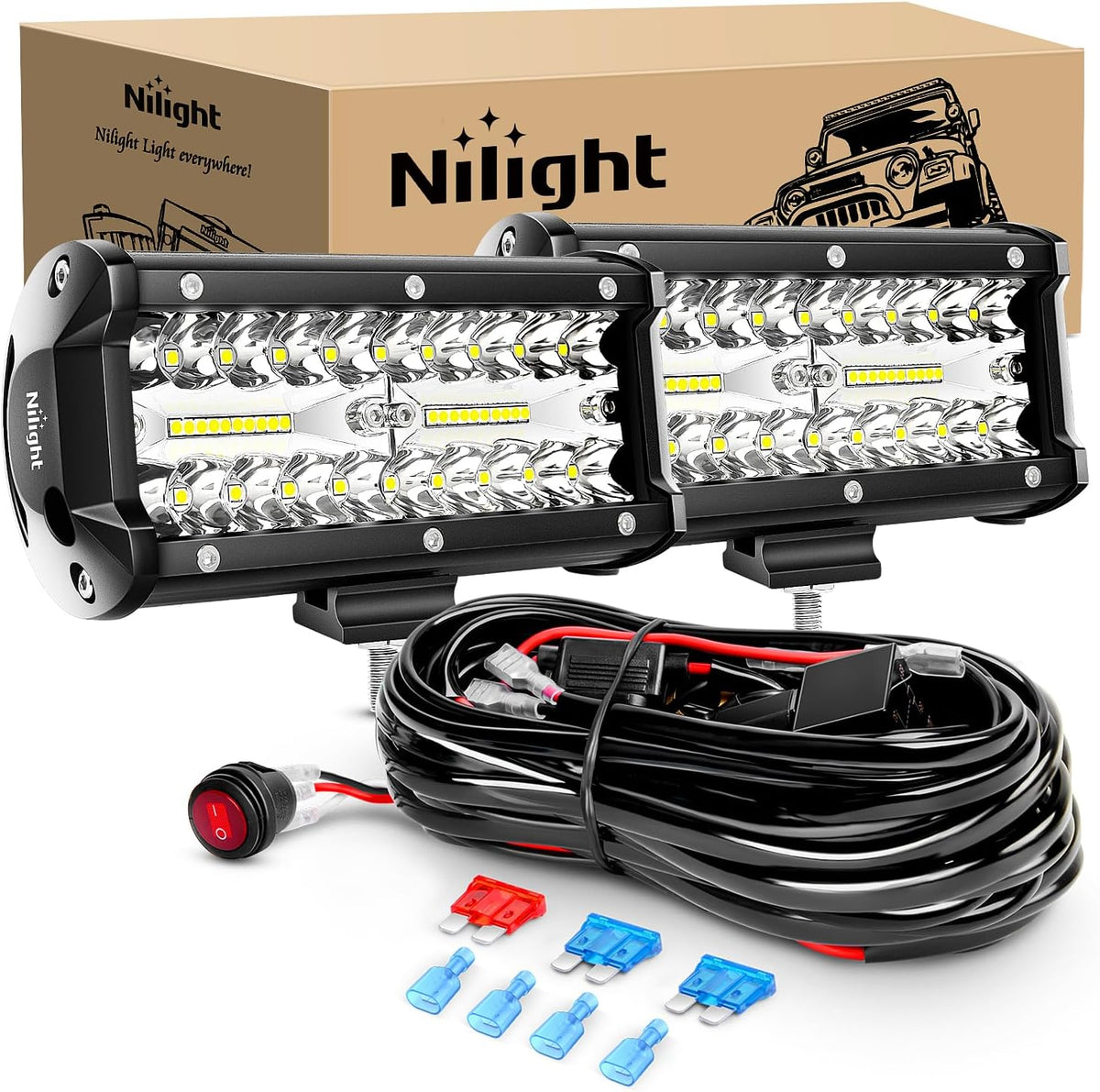 Nilight LED Arbejdslygter 16.5 cm 2 Stk. 120W ZH303