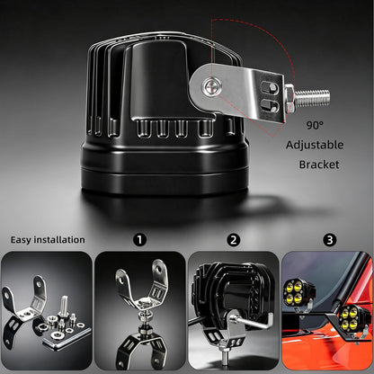 SUFEMOTEC LED Pods Arbejdslygter 7.6 cm 2 Stk. 40W