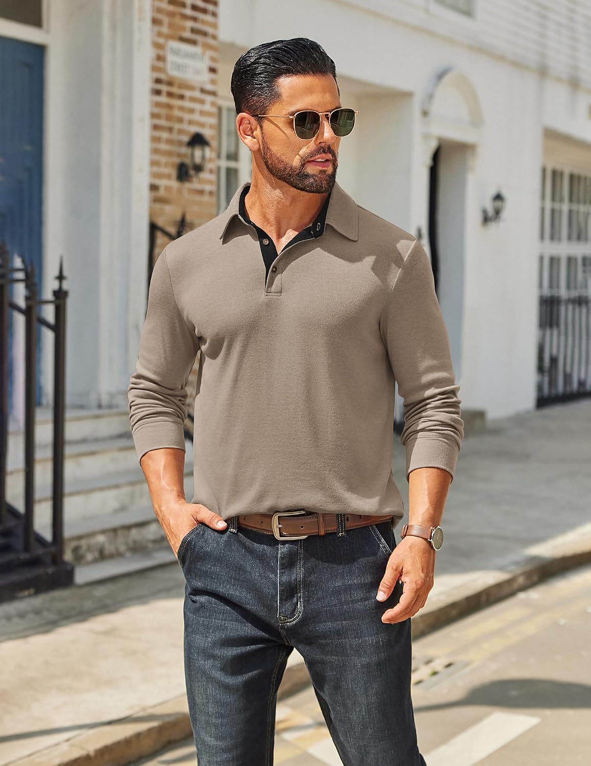 COOFANDY Herre Poloshirt Langærmet Klassisk Ztj010131