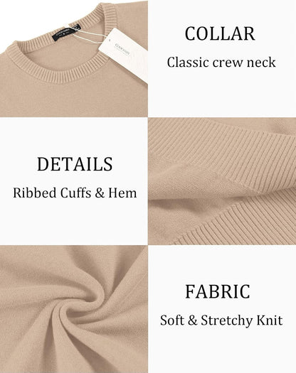 COOFANDY Herre Striktrøje Crew Neck Langærmet Slim Fit