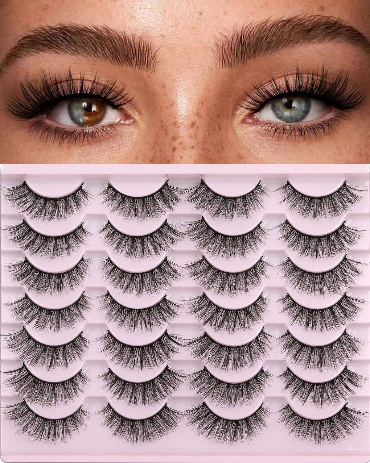 Kiromiro Wispy Faux Mink Kunstige Øjenvipper til Kvinder 14mm 14 Par