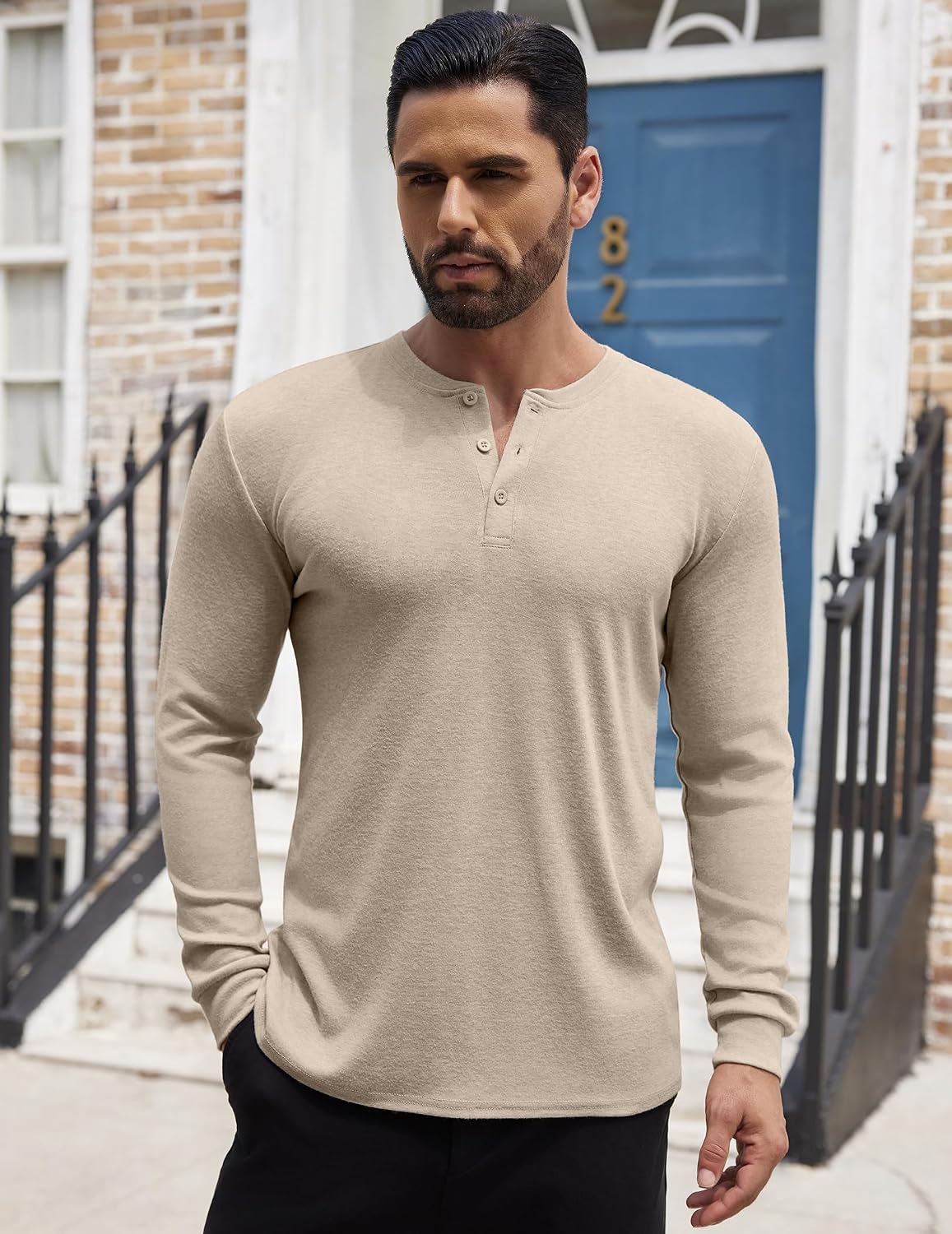 COOFANDY Herre Henley Skjorte Langærmet Ztj009440